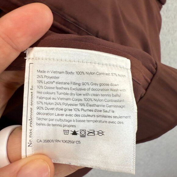 Lululemon‎ Womens Size 8 Puffer Vest Dark Cedar Brown Nylon Goose Down & Around - Picture 6 of 15